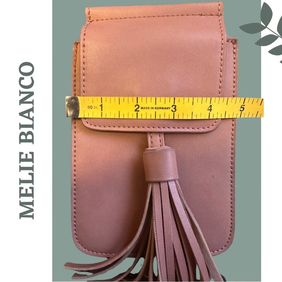 🛍️3/$40 Melie Bianco Premium Vegan Leather Slim Crossbody Bag Tassle Peach - Picture 6 of 7